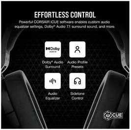 Žaidimų ausinės Corsair HS55 Surround Headset Carbon, Juodos