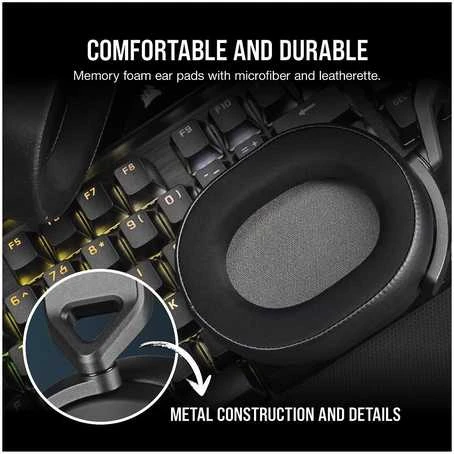 Corsair HS65 žaidimų ausinės, su laidu, Anglies pluošto spalvos
