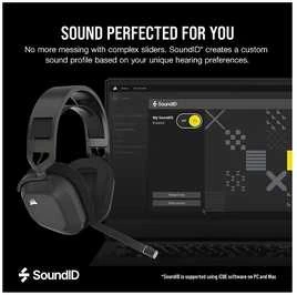 Corsair HS80 MAX belaidės žaidimų ausinės, Pilkos spalvos
