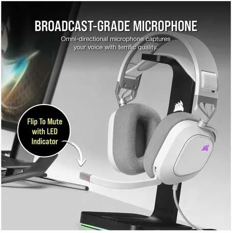 Corsair Ausinės Žaidimams HS80 RGB Su mikrofonu, Baltos, Over-Ear Su laidu