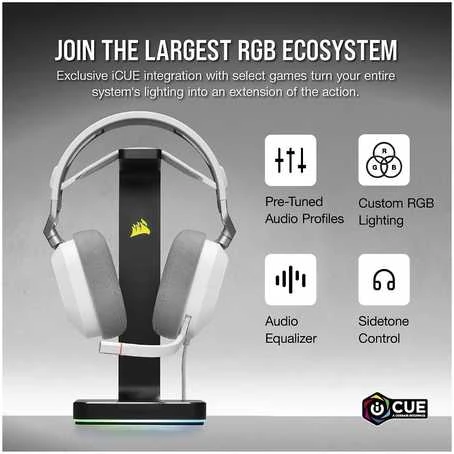 Corsair Ausinės Žaidimams HS80 RGB Su mikrofonu, Baltos, Over-Ear Su laidu