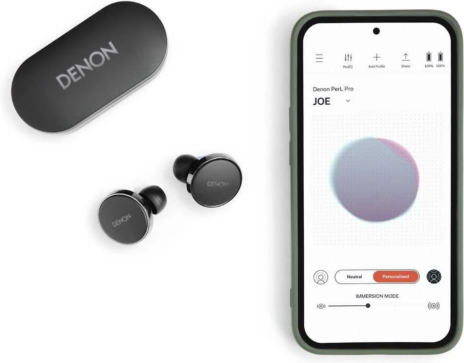 Denon PerL Pro ausinės su mobiliosios programėlės sąsaja