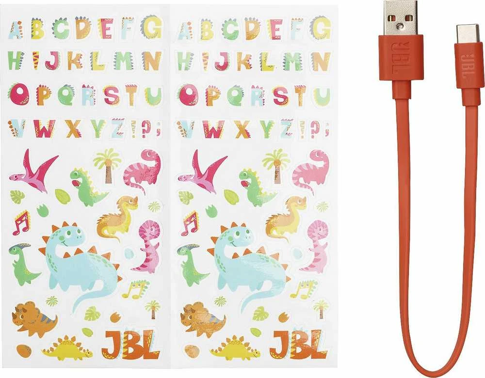 JBL Junior ausinių lipdukai ir įkrovimo laidas