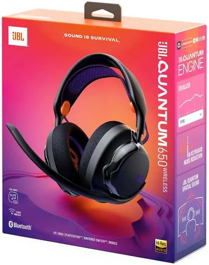 JBL Quantum 650 Belaidės Over-Ear-Gaming-Ausinės, Juodas