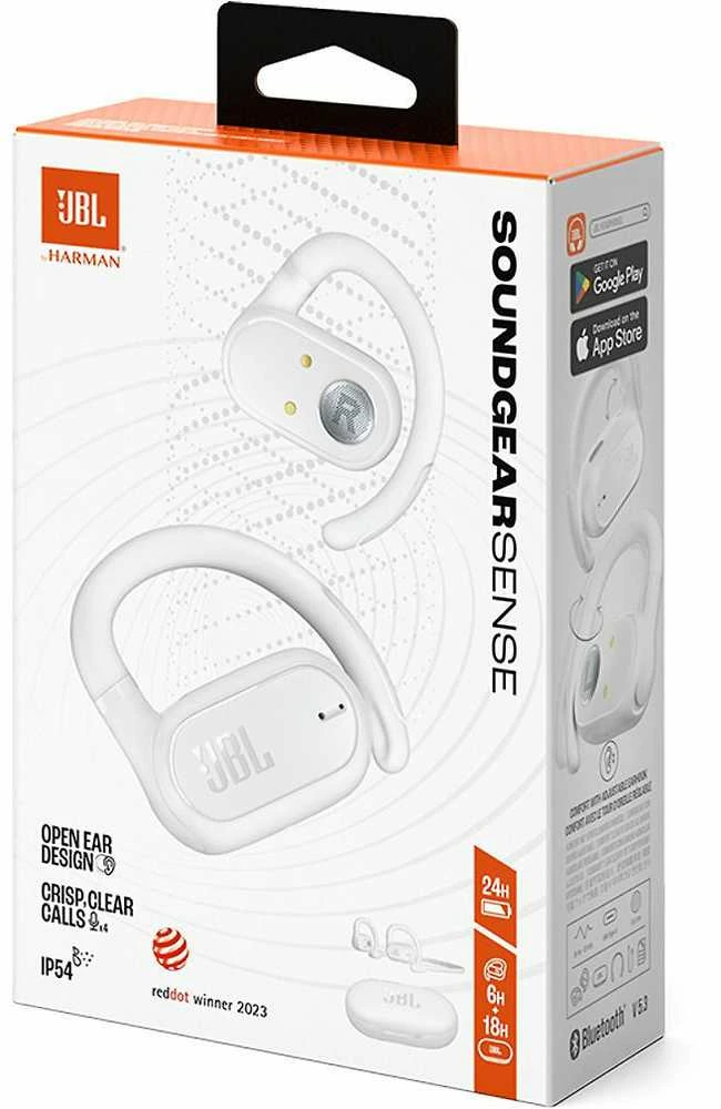 Belaidės ausinės JBL Soundgear Sense, Baltos