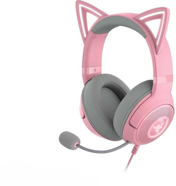 Ausinės Kaytetyt Tuotteet Käytetty Razer Kraken Kitty V2 pelikuulokkeet, pinkki