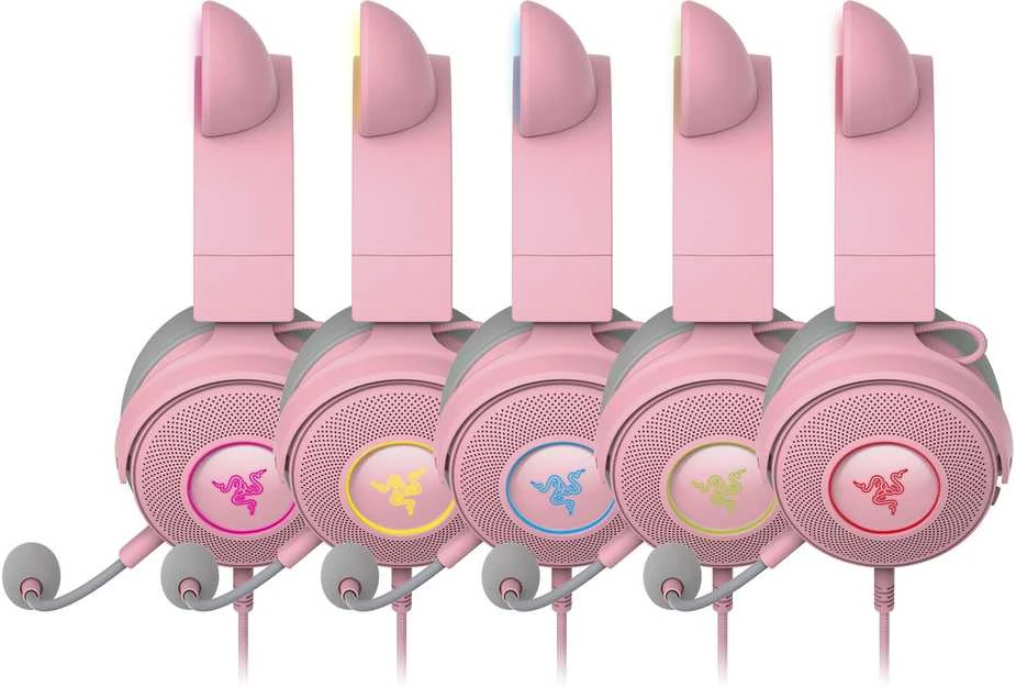 Ausinės Kaytetyt Tuotteet Käytetty Razer Kraken Kitty V2 Pro pelikuulokkeet, pinkki