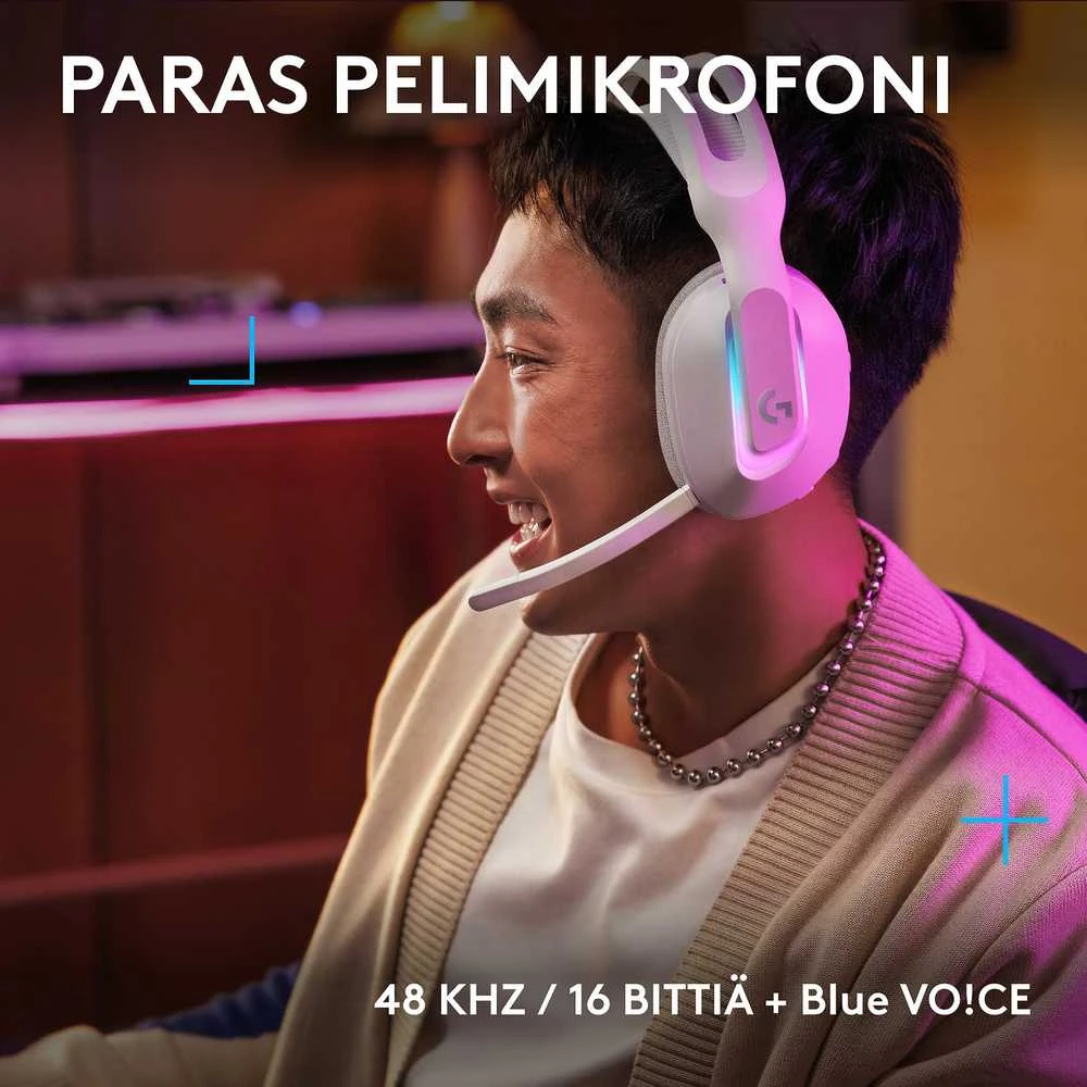 Baltos Logitech G522 žaidimų ausinės su mikrofonu