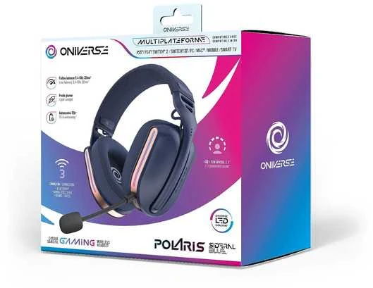 Oniverse Polaris žaidimų ausinės pakuotėje