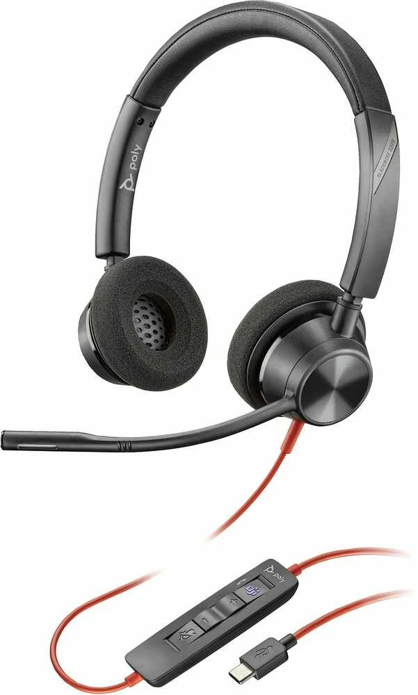 Poly Blackwire 3320 ausinės su USB-C laidu ir valdymo pulteliu