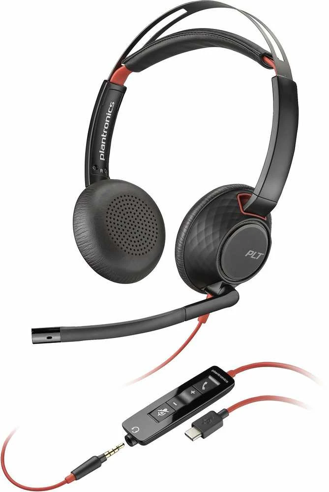 Hewlett Packard (HP) Poly Blackwire 5220 Stereo USB-C Ausinės +3.5mm Plug +USB-C/A Adapteris (207576-201)