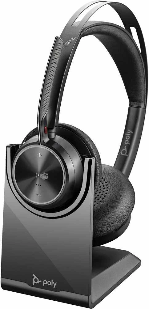 Poly Voyager Focus 2 ausinės su įkrovimo stovu