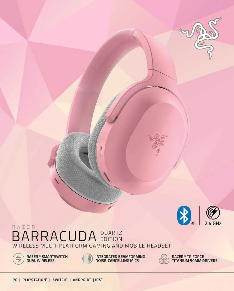 Ausinės Razer Barracuda Quartz, Rožinės spalvos