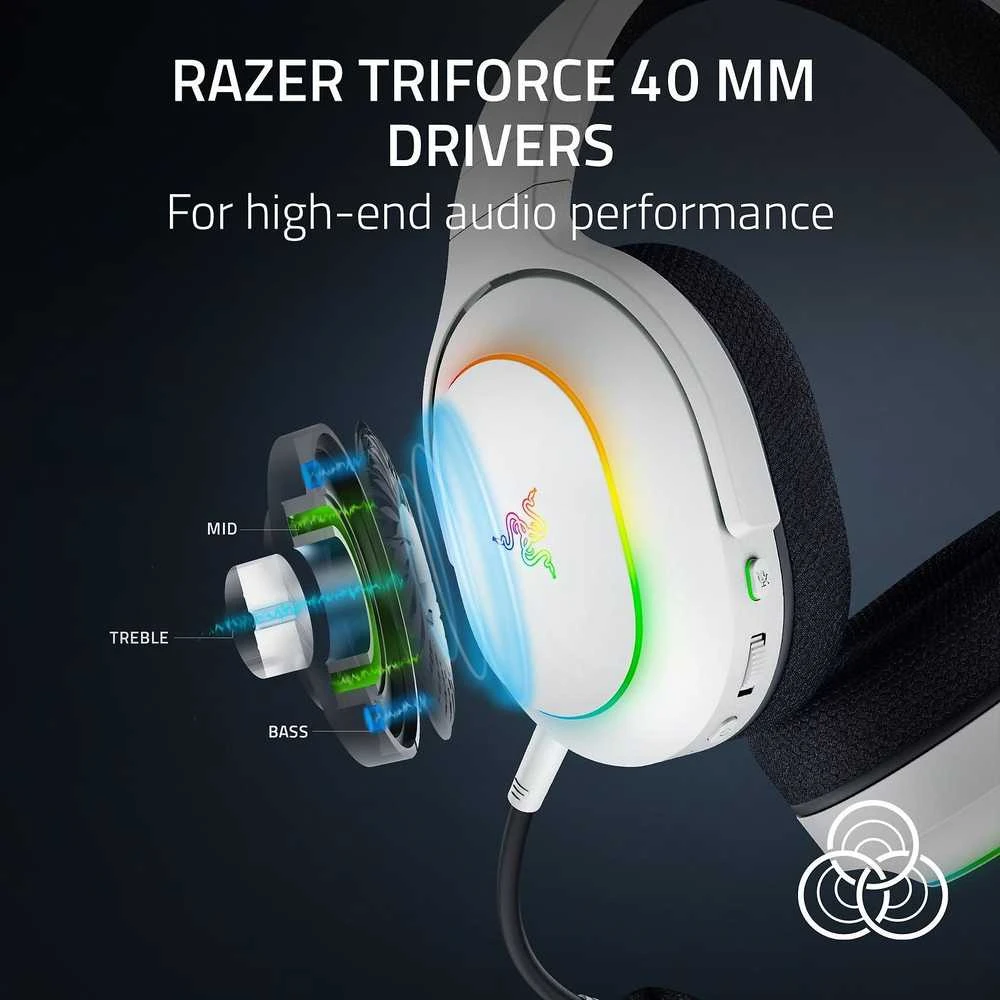 Razer | Ausinės Žaidimams | Barracuda X Chroma | Belaidės | Over-Ear | Mikrofonas | Belaidės | Baltas