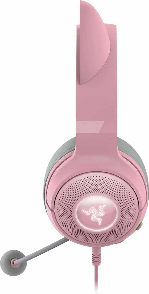 Razer Kraken Kitty V2 žaidimų ausinės, su laidu, mikrofonu, Rožinės spalvos