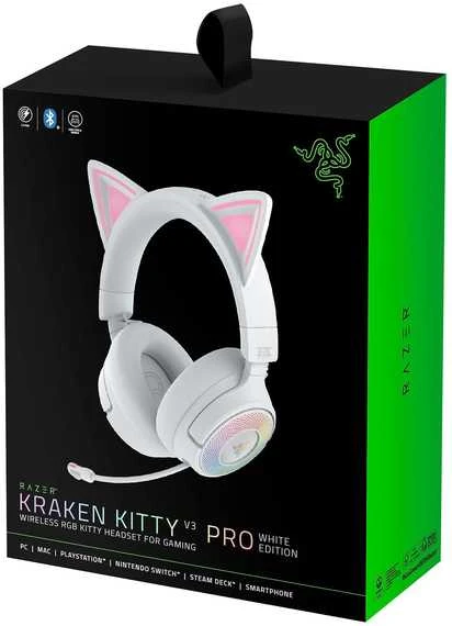 Razer | Ausinės | Kraken Kitty V3 Pro | Bluetooth | Over-Ear | Baltas