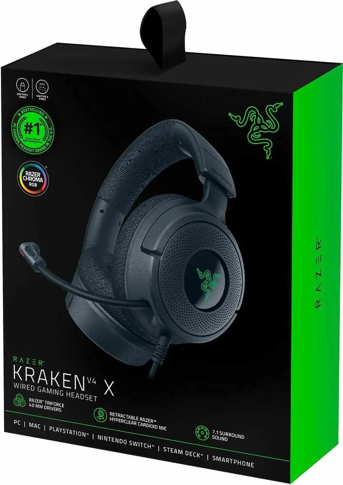 Razer Ausinės Žaidimams | Kraken V4 X | su laidu | Over-Ear | Mikrofonas | Juodas