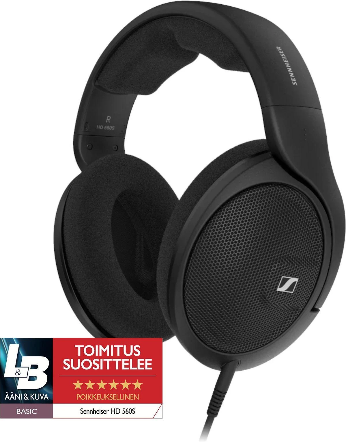 Sennheiser HD 560S atviro tipo referencinės ausinės su laidu, Juodos