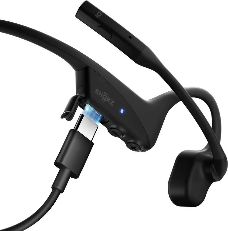 SHOKZ OpenComm2 UC 2025 Upgrade Belaidės Bluetooth Bone Conduction Vaizdo konferencijos Ausinės su USB-C įkrovimo prievadu ir USB-C adapteriu | 16 val. pokalbio laikas, 29 m Belaidės diapazonas, 1 val. įkrovimo laikas | Apima triukšmą slopinantį mikrofoną Boom ir Dongle, Juodas