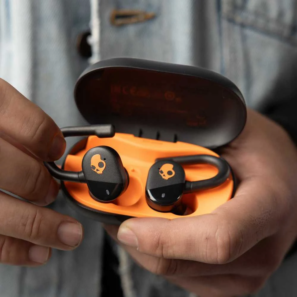 „Skullcandy Push Play Active“ belaidės ausinės, juodos/oranžinės