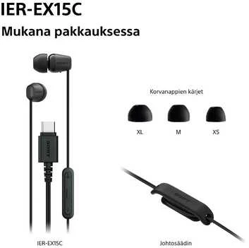 Sony Earbuds | IER‑EX15C | su laidu | į ausis įkišamos | Mikrofonas | Juodas