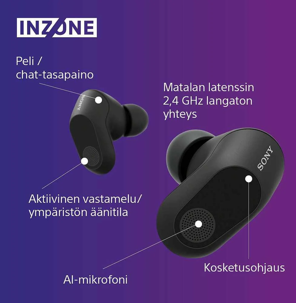 INZONE belaidės triukšmą slopinančios žaidimų ausinės, Juodos