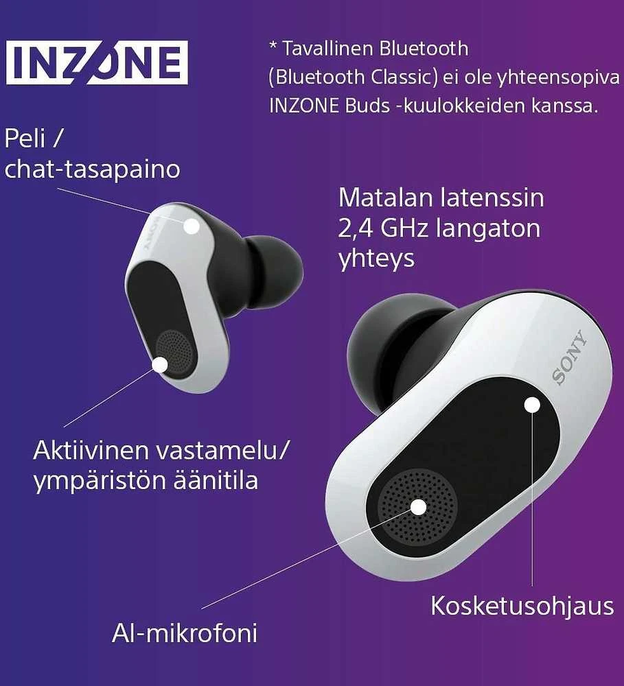Sony INZONE Buds belaidės žaidimų ausinės, Baltos