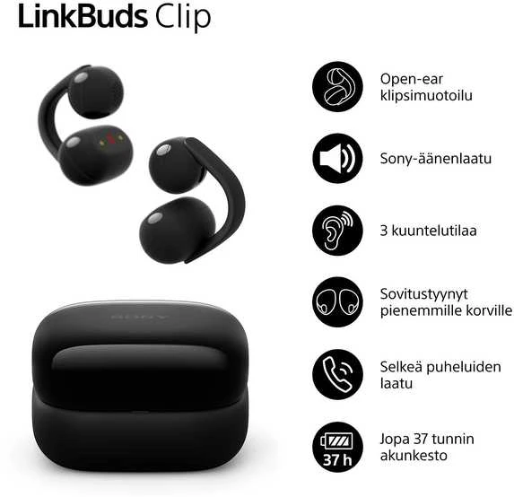 Atviros ausinės Sony Linkbuds Clip, Juodos