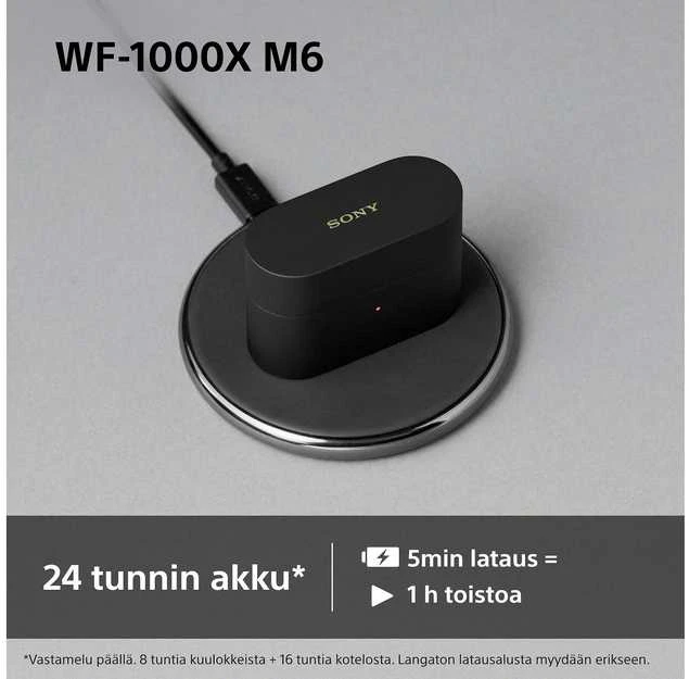 Sony belaidės ausinės su aktyvia triukšmo slopinimo funkcija, Bluetooth, IPX4, WF-1000XM6B.CE7