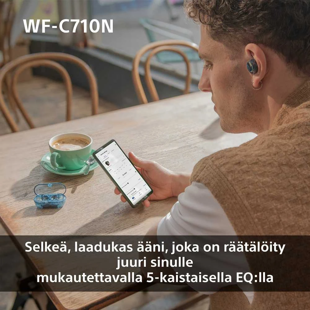 Ausinės Sony WF-C710N, Permatomos mėlynos