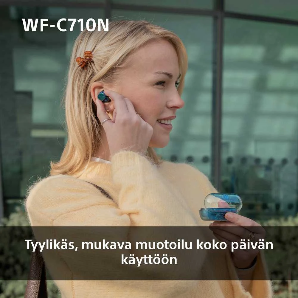 Ausinės Sony WF-C710N, Permatomos mėlynos