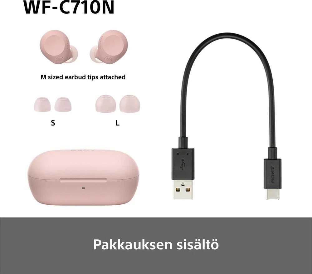 Ausinės Sony WF-C710N, Rožinės