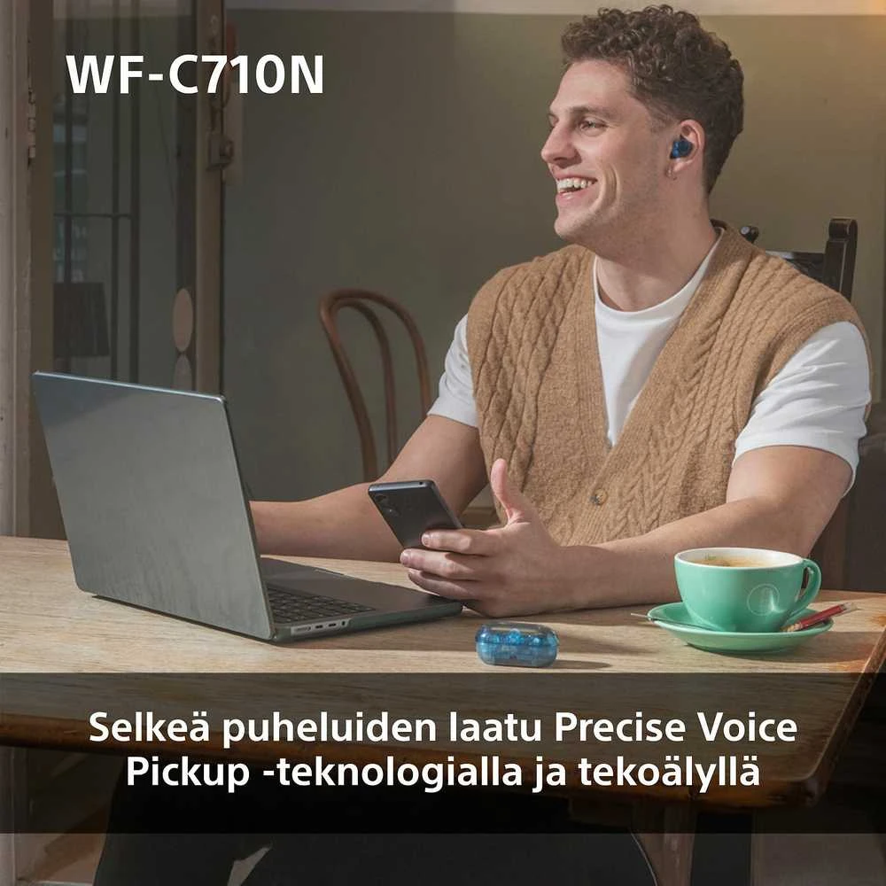 Ausinės Sony WF-C710N, Permatomos mėlynos