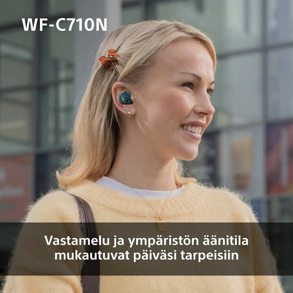 Sony WF-C710N mėlynos ausinės ausyje