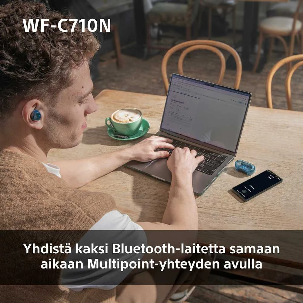 Ausinės Sony WF-C710N, Permatomos mėlynos