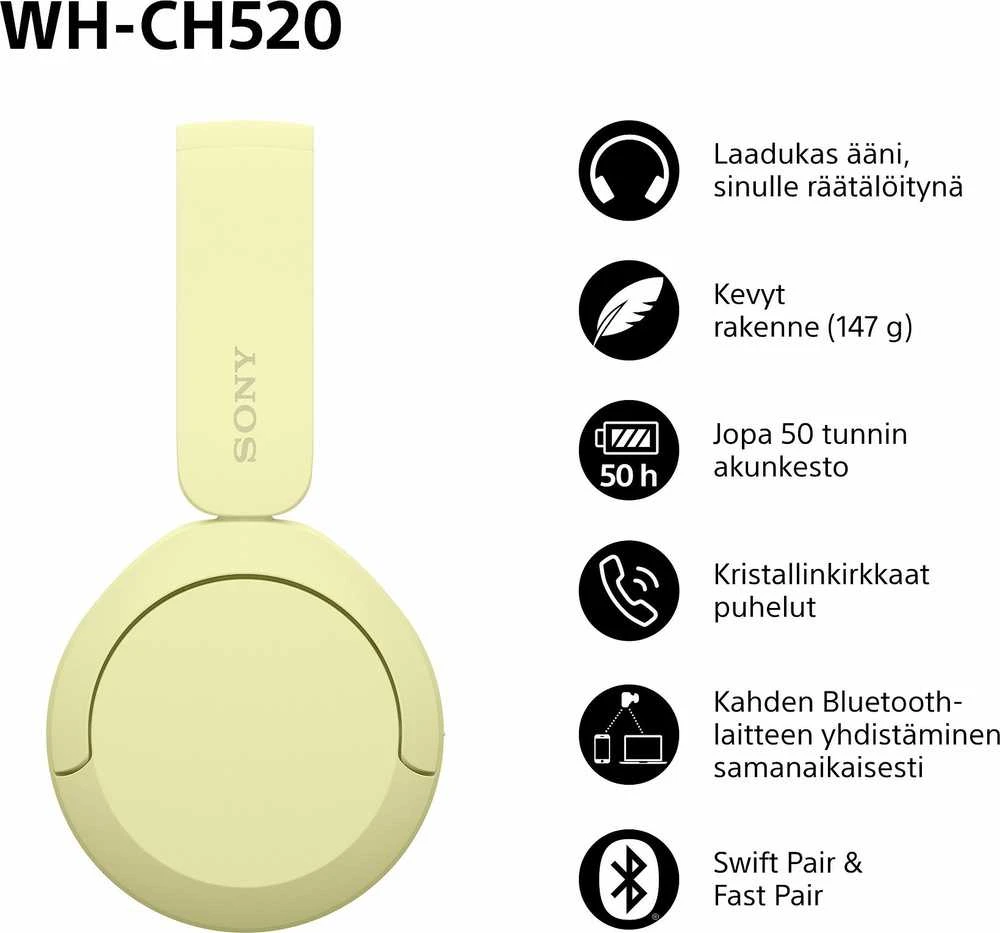 Sony WH-CH520 ausinių funkcijų pristatymas