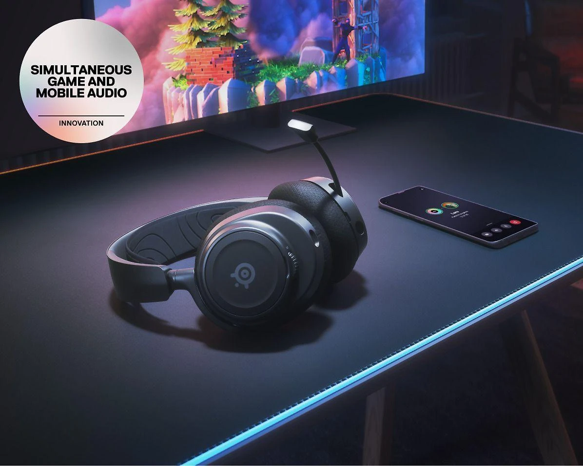Belaidės žaidimų ausinės SteelSeries Arctis Nova 7, Juodos spalvos