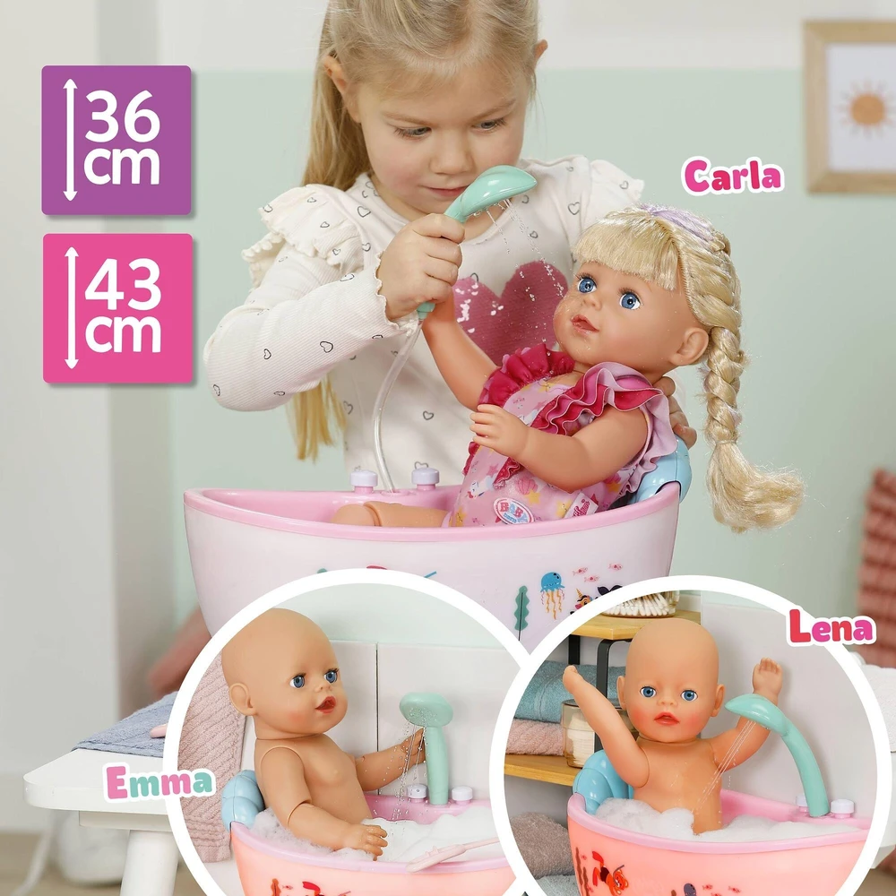 Interaktyvi vonelė lėlei BABY born Bathtub 840924, su dušu, šviesos ir garso efektais