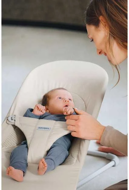 BabyBjörn Bouncer Balance Soft Woven sėdynė, šviesiai smėlio spalvos trikotažas