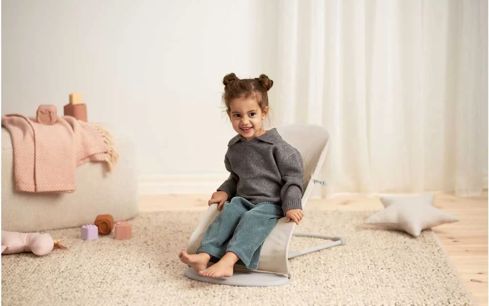 BabyBjörn Bouncer Balance Soft Woven sėdynė, šviesiai smėlio spalvos trikotažas