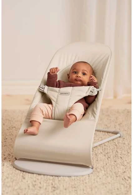 BabyBjörn Bouncer Balance Soft Woven sėdynė, šviesiai smėlio spalvos trikotažas