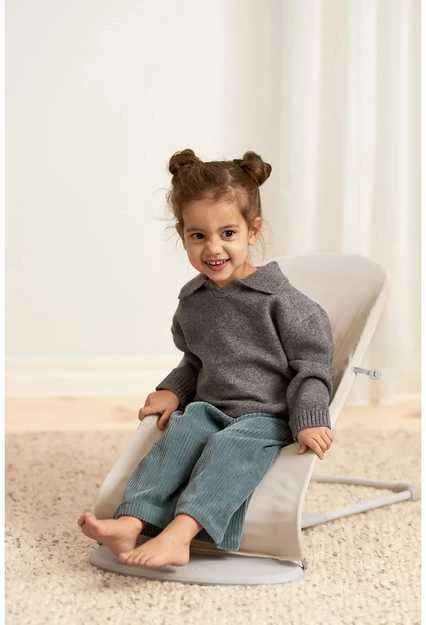 BabyBjörn Bouncer Balance Soft Woven sėdynė, šviesiai smėlio spalvos trikotažas
