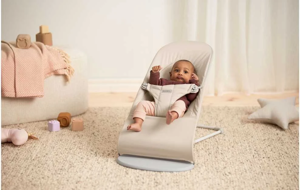 BabyBjörn Bouncer Balance Soft Woven sėdynė, šviesiai smėlio spalvos trikotažas