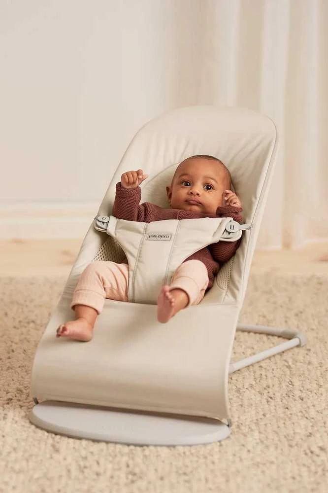 BabyBjörn Bouncer Balance Soft Woven sėdynė, šviesiai smėlio spalvos trikotažas