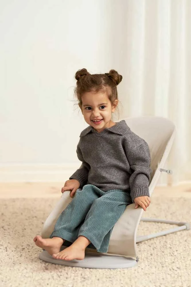 BabyBjörn Bouncer Balance Soft Woven sėdynė, šviesiai smėlio spalvos trikotažas