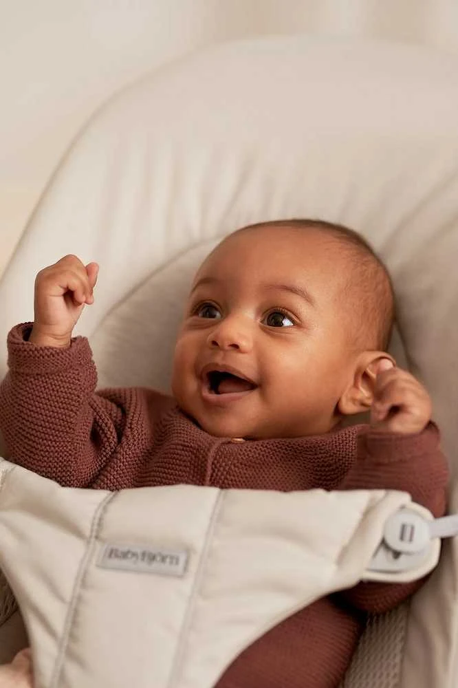 BabyBjörn Bouncer Balance Soft Woven sėdynė, šviesiai smėlio spalvos trikotažas