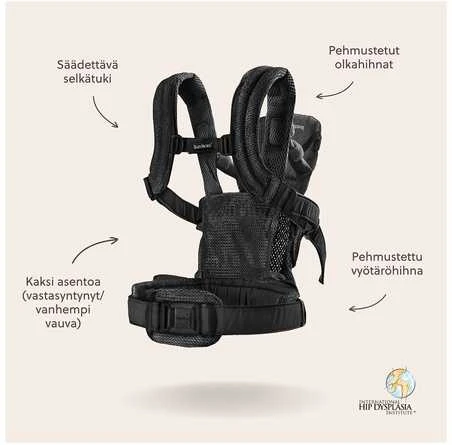 BabyBjorn Harmony Mesh 3D - ergonomiška nešioklė naujagimiams ir kūdikiams | Juoda