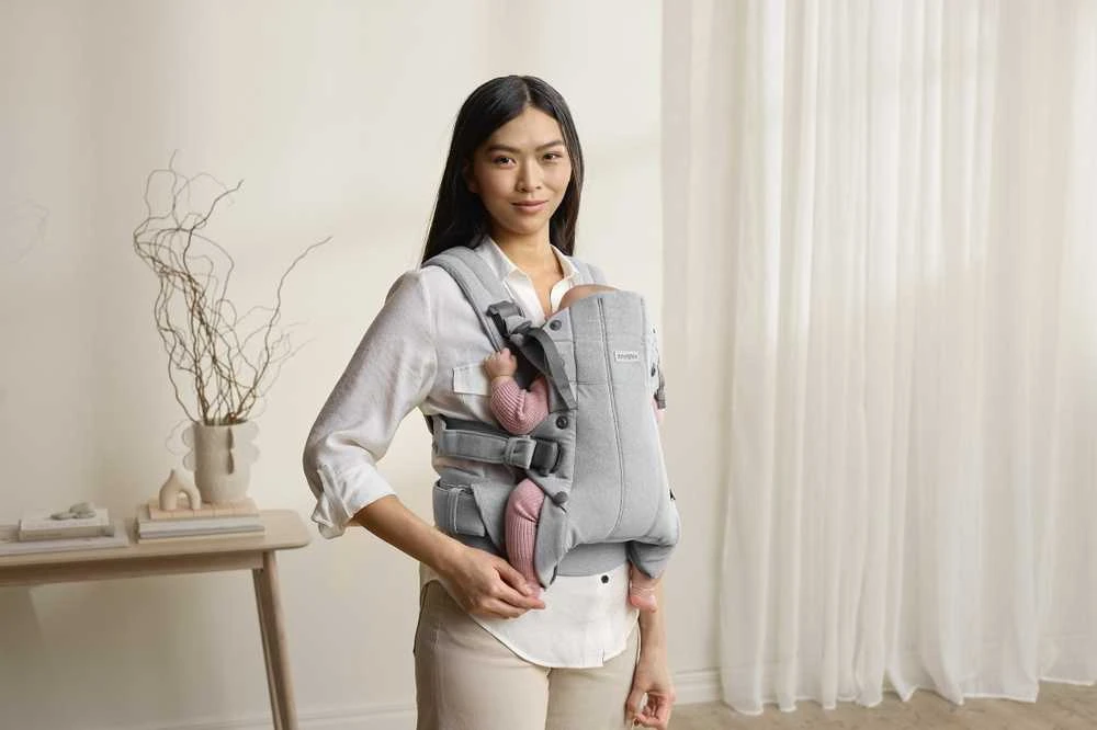 BabyBjorn Harmony - ergonomiška nešynė naujagimiams ir kūdikiams | Austas šviesiai pilkas melanžas