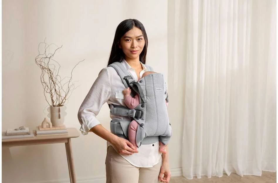 BabyBjorn Harmony - ergonomiška nešynė naujagimiams ir kūdikiams | Austas šviesiai pilkas melanžas