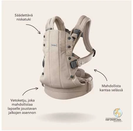 BabyBjorn Harmony - ergonomiška nešynė naujagimiams ir kūdikiams | Austi šviesiai smėlio spalvos